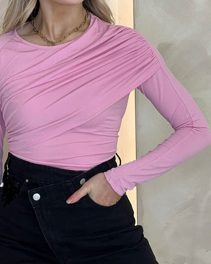 Drape Bodysuit - Pink