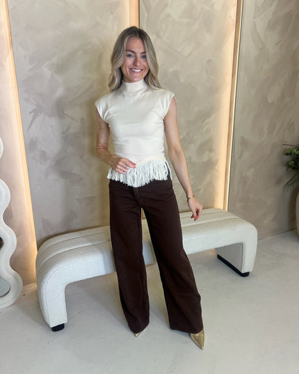 Orlendina Fringe Knit Top - Cream