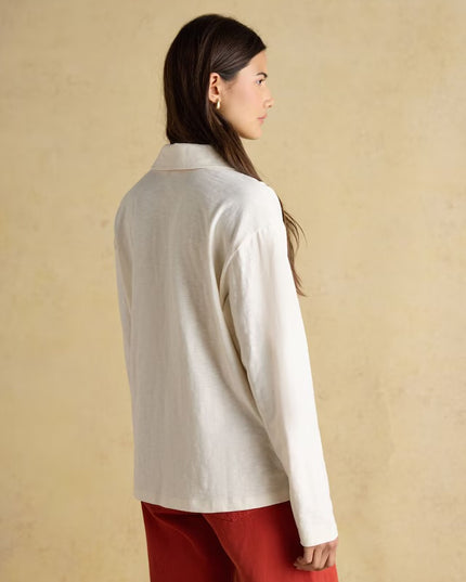 Joules Tallie Combed Cotton Slub Collared Top - Cream