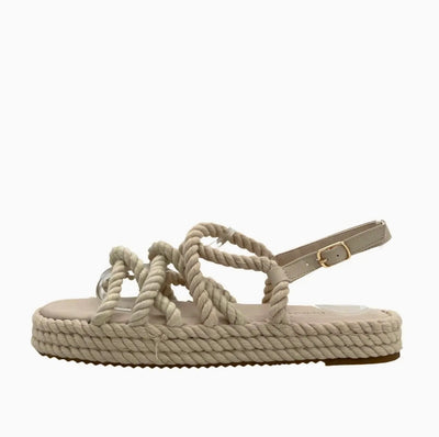 Kirsty Strappy Rope Sandal - Beige