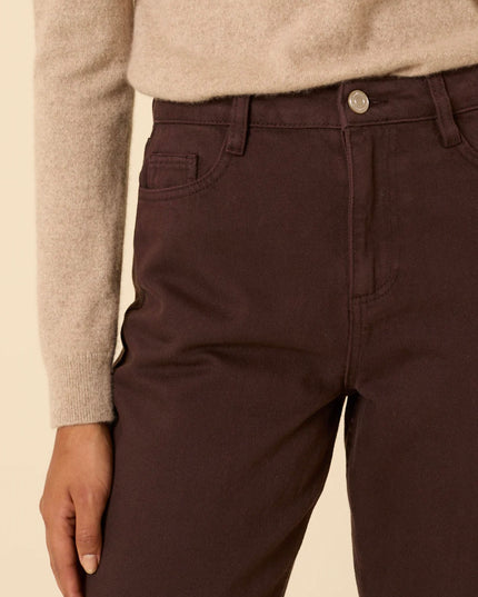 High Rise Barrel Leg Jeans - Brown