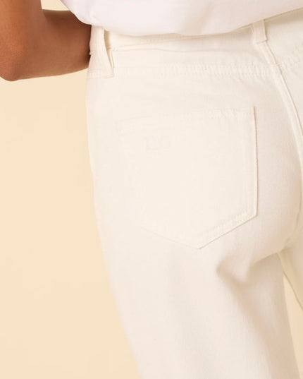 High Rise Barrel Leg Jeans - White