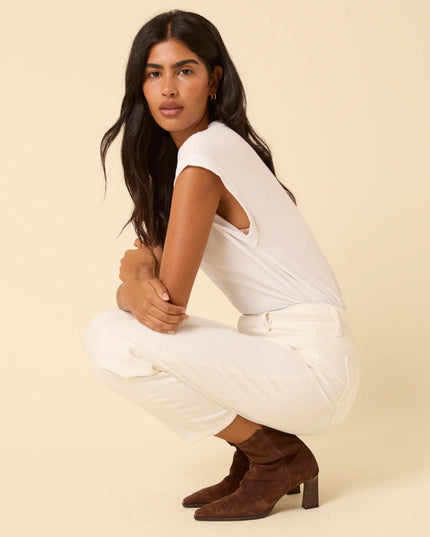 High Rise Barrel Leg Jeans - White