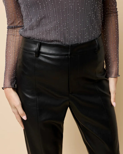 Natasia PU Split Wide Leg Trousers - Black
