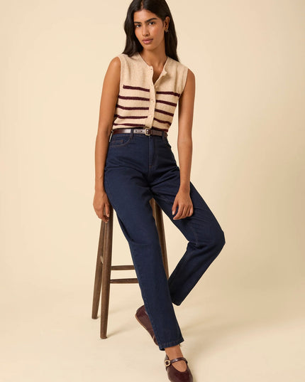 High Rise Barrel Leg Jeans - Denim