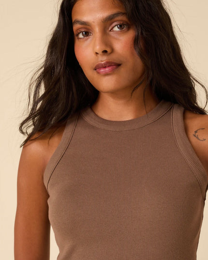 Ribbed Racer Vest - Brown