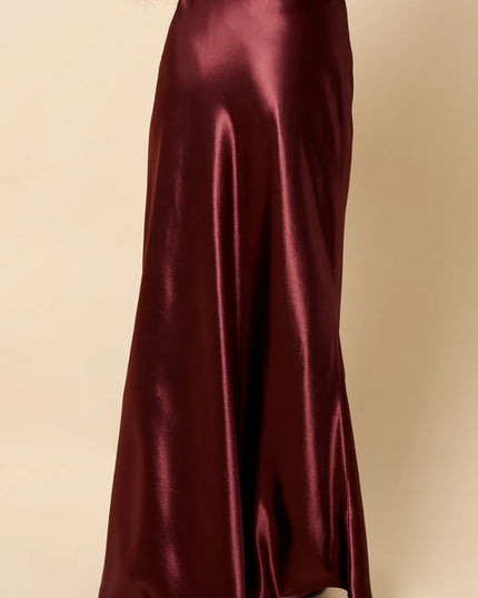 Marisol Satin Maxi Skirt - Cherry