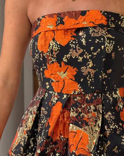 Danni Strapless Bandeau Midi Dress - Black And Gold