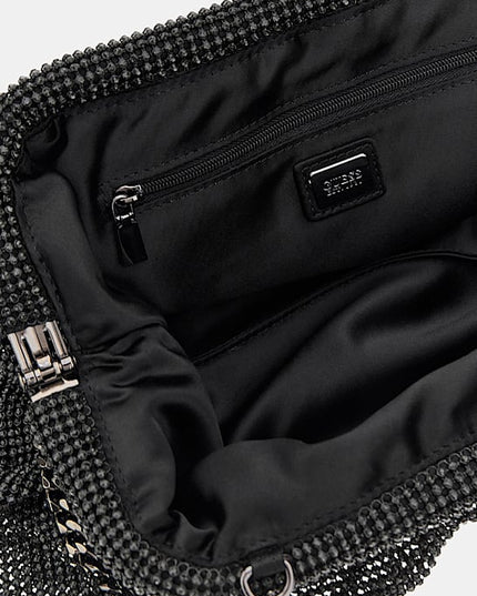 Guess Zalina Mesh Rhinestone Clutch - Black