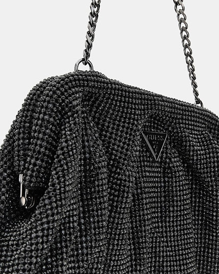 Guess Zalina Mesh Rhinestone Clutch - Black