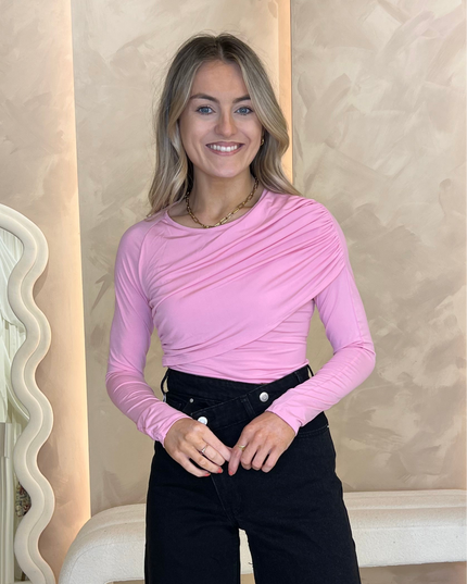 Drape Bodysuit - Pink