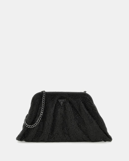 Guess Zalina Mesh Rhinestone Clutch - Black