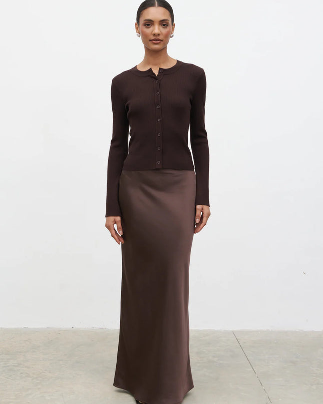 Breya Maxi Skirt - Chocolate Brown