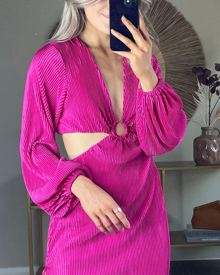 Sara Plisse Dress - Pink
