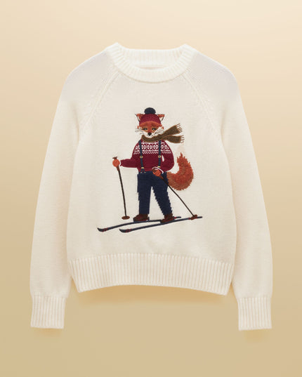 Jonty Skiing Intarsia Cotton-Rich Crew Neck Jumper