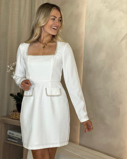 Amaranta Square Neck Mini Dress - Ivory
