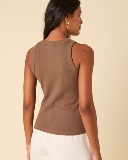 Ribbed Racer Vest - Brown