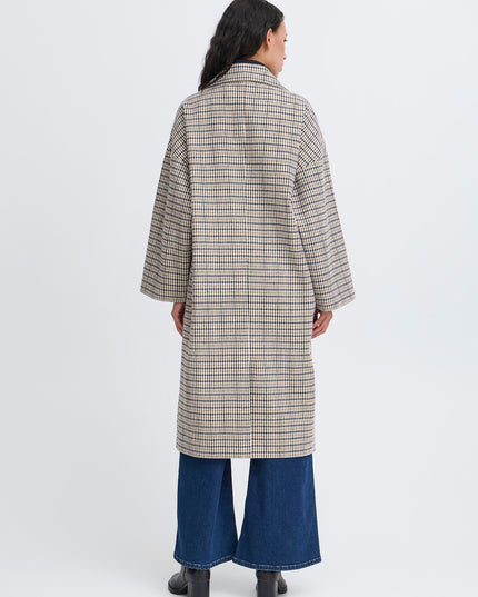 Emmalu Coat - Dark Navy Multi Check