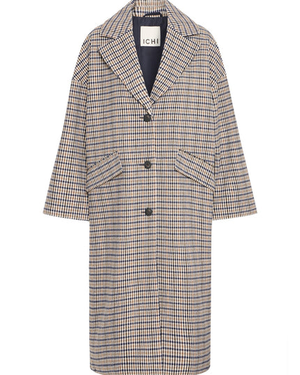 Emmalu Coat - Dark Navy Multi Check