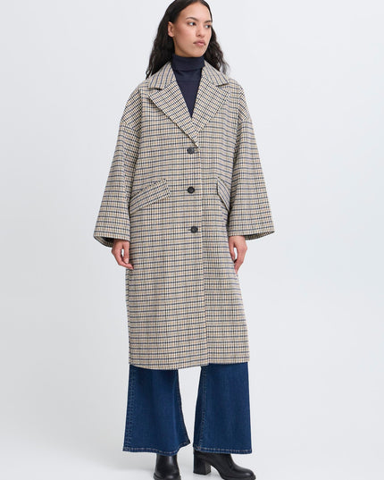 Emmalu Coat - Dark Navy Multi Check