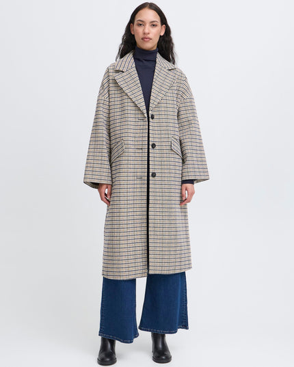 Emmalu Coat - Dark Navy Multi Check