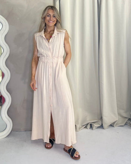 Carly Midi Dress - Beige