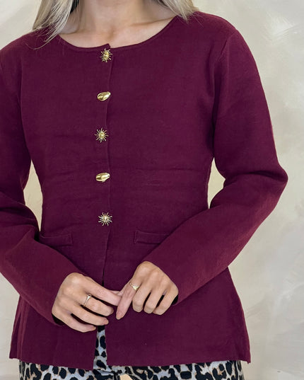 Tapered Long Sleeve Knit - Bordeaux