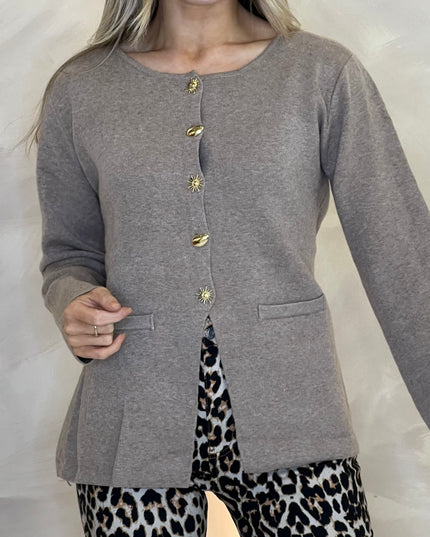 Tapered Long Sleeve Knit - Taupe
