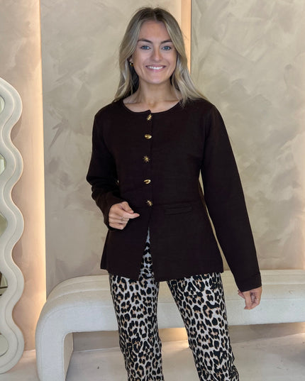 Tapered Long Sleeve Knit - Coffee