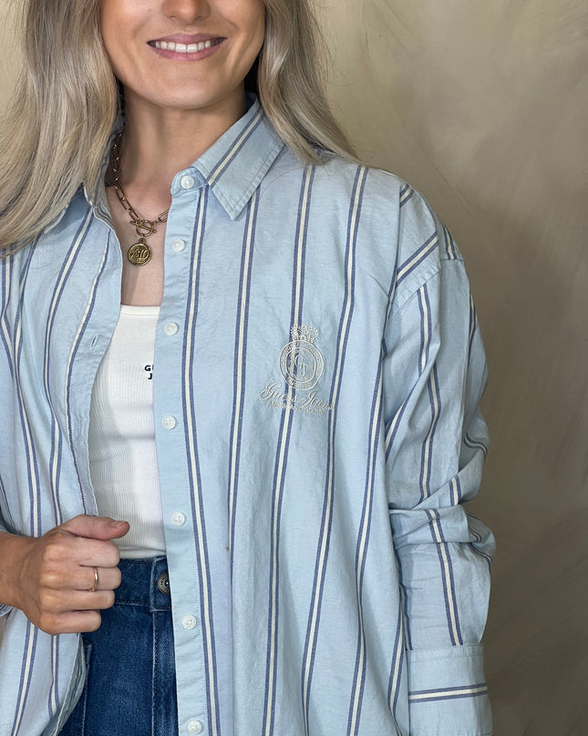 Guess Jeans Stripe Embroidery Shirt - Blue