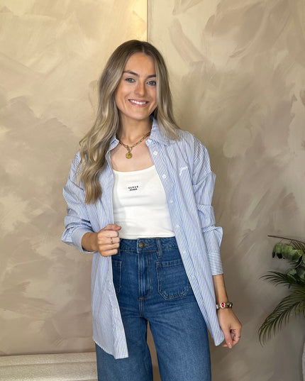 Guess Lauriane Striped Shirt - White/Blue