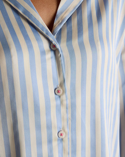 Joules Bonnie Satin Pyjama Set - Blue Stripe