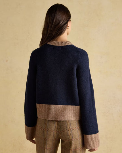 Joules Nora Knitted Cardigan - Navy/Tan