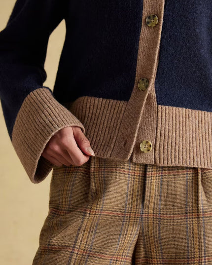 Joules Nora Knitted Cardigan - Navy/Tan