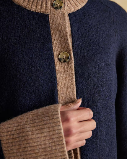 Joules Nora Knitted Cardigan - Navy/Tan