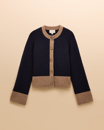 Joules Nora Knitted Cardigan - Navy/Tan