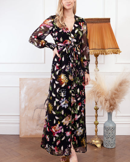 The Dara Button Down Maxi Dress - Black/Multi