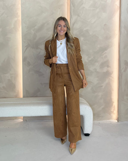 Oversized Suede Blazer - Camel