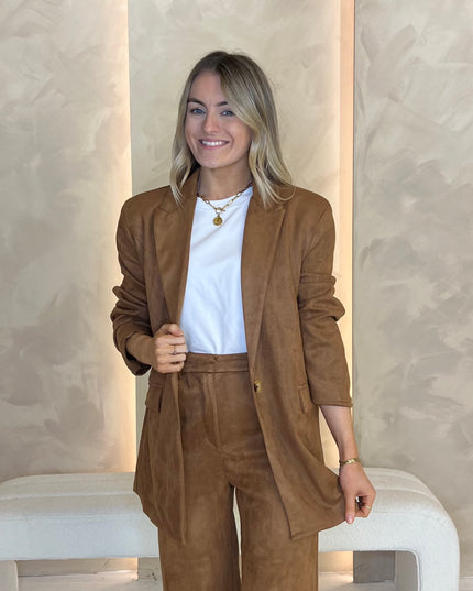 Oversized Suede Blazer - Camel