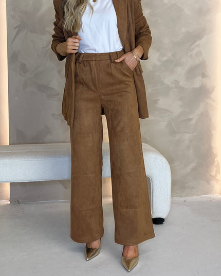 Suede Trousers - Camel