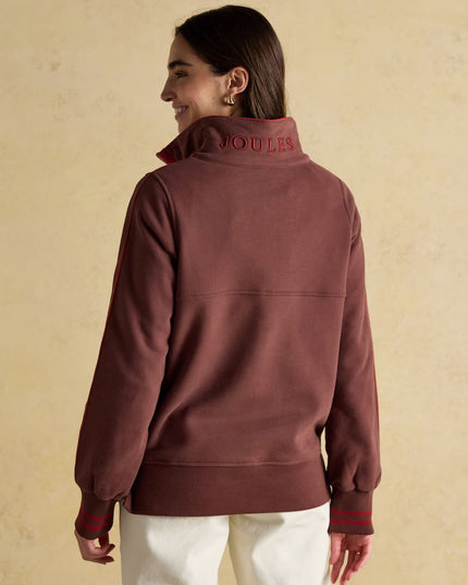 Bronte Funnel Neck Quarter Zip Sweatshirt - Brown