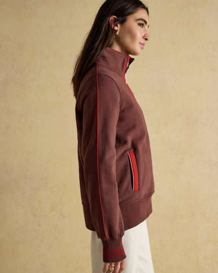 Bronte Funnel Neck Quarter Zip Sweatshirt - Brown