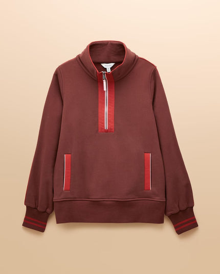 Bronte Funnel Neck Quarter Zip Sweatshirt - Brown