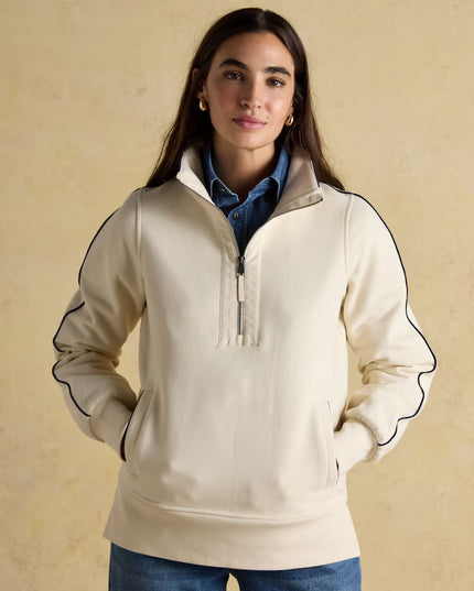 Bronte Funnel Neck Quarter Zip Sweatshirt - Cream