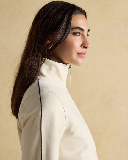 Bronte Funnel Neck Quarter Zip Sweatshirt - Cream