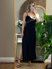 Jodie Satin Slip Dress - Black