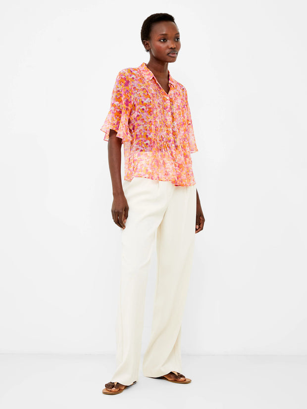 French Connection Cass Hallie Crinkle Shirt - Persimmon