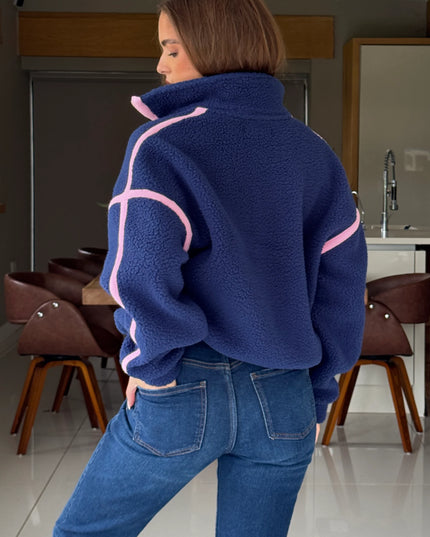 Lulu Contrast Binding 1/4 Zip Fleece Navy