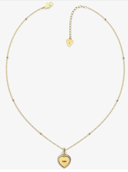 Guess Fine Heart Charm Gold Necklace