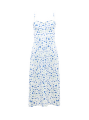 French Connection Camille Echo Crepe Strappy Dress - Summer White/Blue Multi